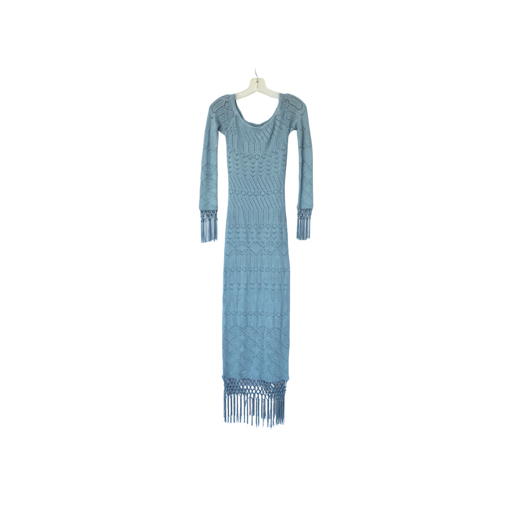 Rose Dress Crochet Maxi Tassels in Dusty - Blue- XS